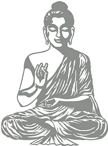 Samunshi® Wandtattoo Buddha Wandsticker 37 x 50cm mittelgrau