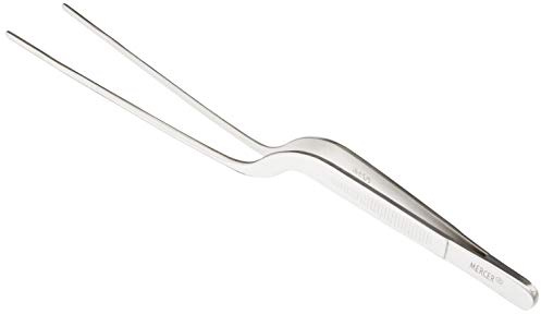 Mercer Culinary 7-7/8-Inch Stainless Steel Offset Tweezer Precision Tongs, Silver