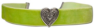 Alpenflüstern Trachten-Samt-Kropfband breit Trachtenherz - Trachtenkette enganliegend, Kropfkette elastisch, Damen-Trachtenschmuck, Samtkropfband hell-grün DHK092