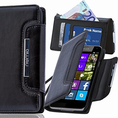 Numia Original Design Luxus Custodia a Libro per Nokia Lumia 830 Nero Flip Style Case Cover Gehäuse Etui Bag per Cellulare Nuovo