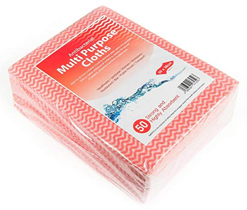 drinkstuff Antibacterial Cloths Multipurpose Colour Coded J Cloths… (Case 500, Red)
