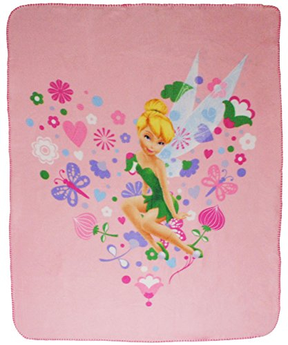 alles-meine.de GmbH Kuscheldecke/Fleecedecke - Fairies - Tinkerbell - 110 cm * 140 cm - Decke aus Fleece - für Mädchen Fairy/Erwachsene - Schmusedecke - Herz/Herzen Blü..