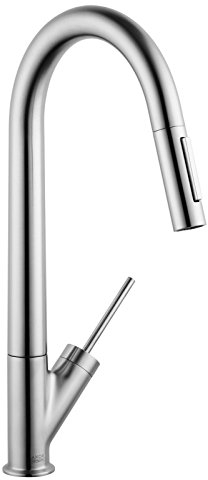 AXOR Starck Einhebel-Küchenarmatur (mit ausziehbarer Brause und Schwenkauslauf Edelstahl Finish)