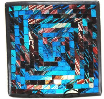 Deko - Schale Glasmosaik Schale eckig türkis weinrot 25cm