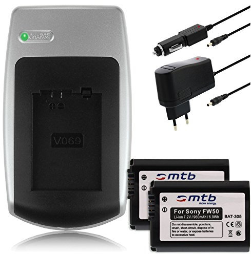 Bundle: 2 Akkus + Ladegerät kompatibel mit Sony NP-FW50 – Siehe Kompatibilitätsliste