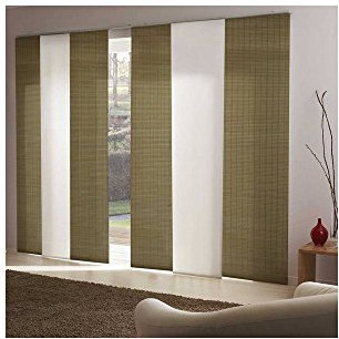 MADECOSTORE Panneau Japonais Tamisant Lamelles Corde et rondin - Vert Amande - L50 x H260cm