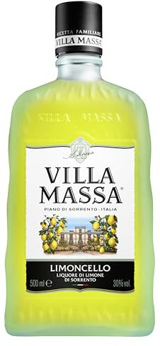 Villa Massa Limoncello, Liquore di Limone di Sorrento, con Limoni IGP, Senza Coloranti e Conservanti, 30°, Sapore Fresco, Bottiglia in Vetro da 50ml