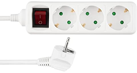 REV Steckerleiste, Steckdosenleiste 3fach f. Winkelstecker, 5m, 3500W, weiß