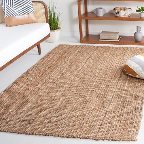 SAFAVIEH Area Rug 6x9 - Natural Fiber Collection - Natural Brown, Handmade Jute & Coir, Farmhouse Style, Chunky Textured Thick Pile (NF747A)