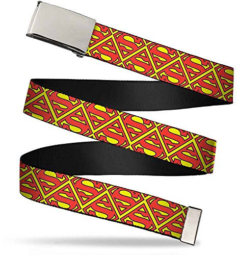 Buckle-Down 4075 Accessoires (4075 Accessories) Web Belt Superman 1.25 Gürtel, Super Shield Gelb/Rot, 3 cm Breit-Passt Oben-107 cm Pant Größe