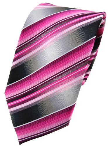 TigerTie Designer Krawatte in rosa pink magenta anthrazit silber grau gestreift - Tie Binder
