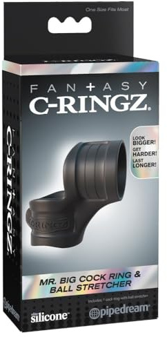 Pipedream Fantasy C-Ringz Mr. Big Cock Ring And Ball Stretcher, Black, 3/3,3 cm