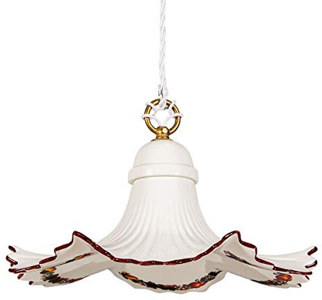 Helios Leuchten 207153 Keramiklampe weiß - bunt Küchenlampe | Deckenlampe Pendelleuchte aus Keramik | handbemalte Keramikleuchte | Hängeleuchte 1 x E27