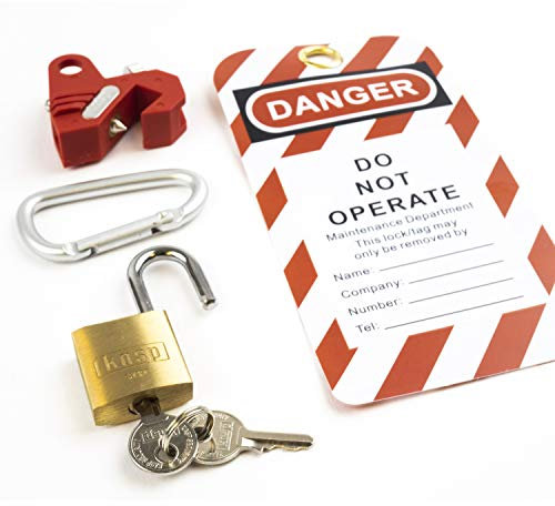 Kasp Lockout-Tagout-Set I Komplettes-Set I MCB Lockout I Höhere Sicherheit | Langlebiges Material I Warn-Tag I Inklusive Karabiner