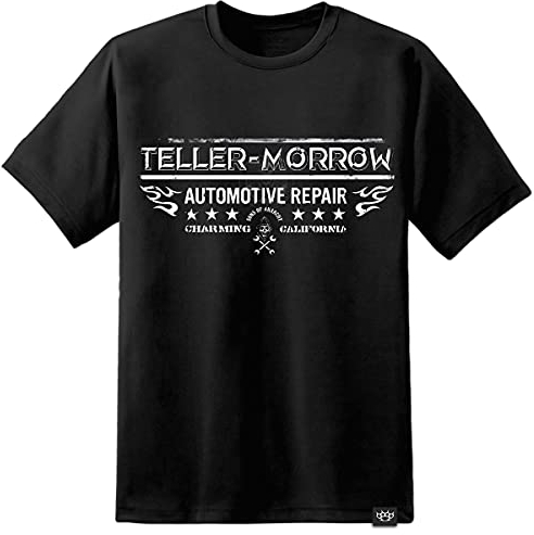 Sons of Anarchy Sager Morrow Automotive Reparatur T Shirt Redwood Original Reaper Aufnäher Kalifornien - Schwarz, XXL