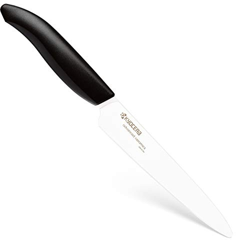 Kyocera - Cuchillo tomatero Serie Gen, Hoja de cerámica de Alto Rendimiento|Extremadamente Agudo|Ultraligero|Alta Resistencia a la Rotura | Lijado a Mano, Hoja de 12,5 cm, Negro, 23,7 x 2,6 x 1,7 cm