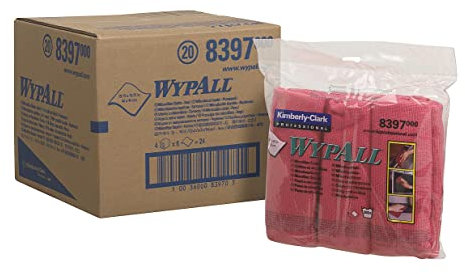 WypAll Lot de 24 chiffons en microfibre 8397 Rouge 40 x 40 cm