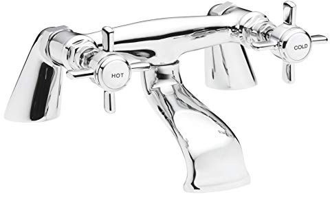 nuie I328X Beaumont Traditional Bathroom Crosshead Handle Bath Filler Tap, 100 x 220 x 180mm, Chrome