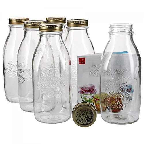 6er Set Einmachglas Original Quattro Stagioni 1,0L Flasche incl. Bormioli Rezeptheft