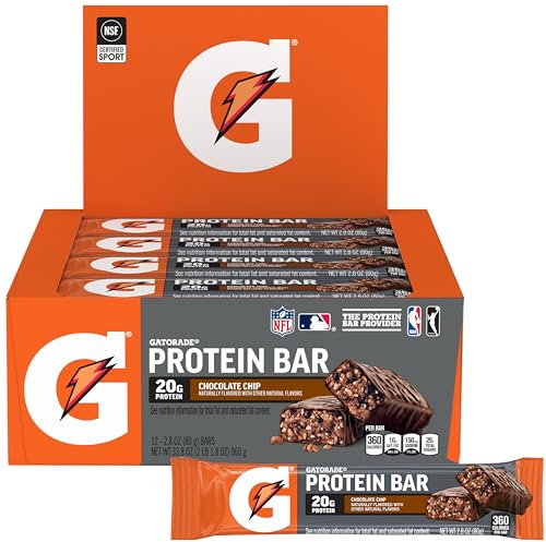 Gatorade Whey Protein Recover Bars, Chocolate Chip, 2.8 ounce bars (12 Count)