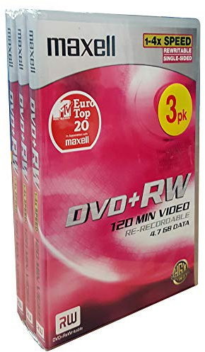 Maxell DVD+RW RE-RECORDABLE 12PACK IN LIBRARY - 12 X 120 MIN VIDEO - SINGLE SIDED- HIGH PERFORMANCE DIGITAL SOUND & VISION
