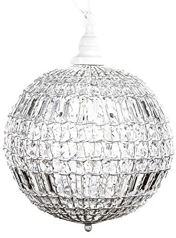 Kugelleuchte CRISTAL weiß mit Kristallen Kugellampe Hängelampe Kugel