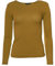 Easy Young Fashion - Damen Basic Rundhals Shirt - Langarm Unterziehshirt - Skinny Fit 1093 - Curry L