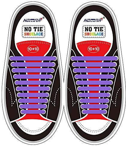 Homar No Tie Lacci per scarpe per bambini e adulti - Impermeabile in silicone elastico piatto Laces Athletic scarpa da corsa con multicolore per Scarpe Sneakerboots bordo e scarpe casual (Adult Size Purple)