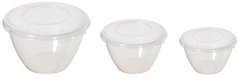 Set Of 3 Whitefurze Microwave Plastic Pudding Storage Bowls & Lid 2L 1.2L 0.6L