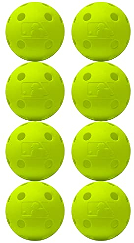 Franklin Sports Indestruct-A-Ball Kunststoff-Basebälle für Schlagübungen, Kunststoff-Trainingsbälle, offizielle MLB-Größe, Gelb, 8 Stück
