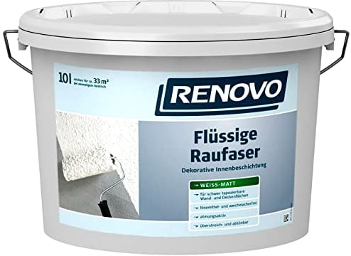 Renovo Flüssige Rauhfaser 10 Liter Raufaser Strukturfarbe Rollrauhfaser