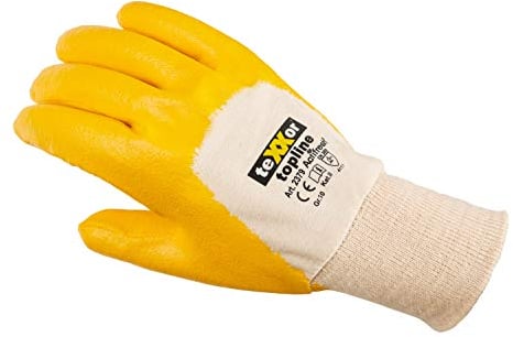 teXXor Guantes de nitrilo, puños de punto, amarillo 9
