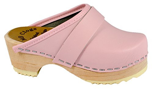 MB Clogs Zoccoli Originali svedesi in Legno, Rosa Delicato, Colore: Rosa., 24 EU