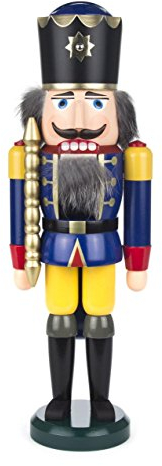 Seiffener Volkskunst Nussknacker KÖNIG 39 cm / blau-gelb