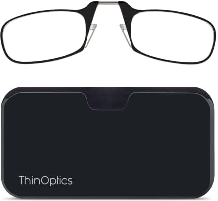 ThinOptics Lesebrille mit Universal-Aufbewahrungstasche, Schwarz – Stärke 1,50 – Gestell schwarz