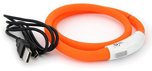 PRECORN LED USB-C Silikon Hundehalsband orange Halsband Hund Katzenhalsband Leuchthalsband für große kleine Hunde aufladbar