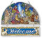 Amia 42158 handgemaltes Glas Krippe abgeschrägte Glas Welcome Panel, 30,5 cm lang