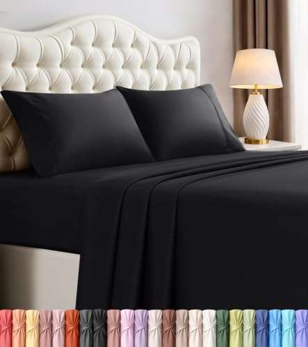 Utopia Bedding Full Bed Sheets Set - 4 Piece Bedding - Brushed Microfiber - Shrinkage and Fade Resistant - Easy Care (Full, Black)