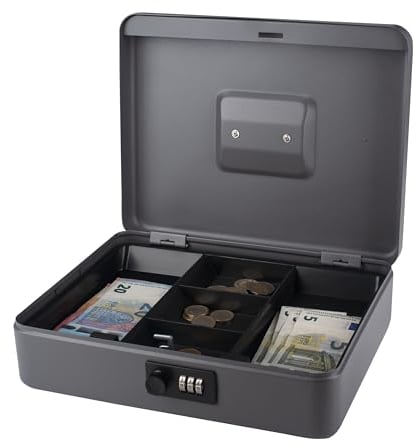 PAVO 8014408 - Cassetta portavalori con lucchetto a combinazione, 30,48 cm, colore: grigio scuro