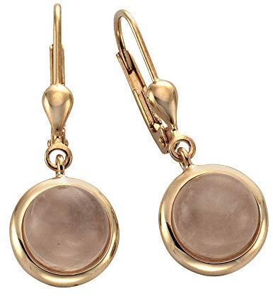 Zeeme Gemstones Damen Ohrringe 925/- Sterling Silber 2,7cm rotvergoldet Rosenquarz rosa 360230350-1