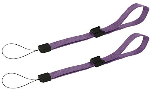 ZedLabz adjustable woven nylon wrist strap for Cameras, MP3 Music Players, electronic devices, Games Controller, Handheld Console, Nintendo DS DS Lite DSi DSi XL 2DS 3DS 3DS XL Wii remote Wii U, Sony PSP 1000 2000 3000 Go PS Vita PS3 Move (purple & black 2 pack)