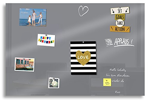 cuadros-lifestyle Markerboard/Magnettafel/Whiteboard aus Acrylglas inkl. Boardmarker und 10 Supermagneten, Größe:70x50 cm, Farbe:Grau