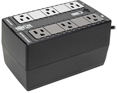 Tripp Lite 350VA Mini UPS Battery Backup Surge Protector, 6 Outlets, Uninterruptible Power Supply, Small UPS for Home & Office, TV & Computer UPS, 3-Year Warranty & $100,000 Insurance (BC350)
