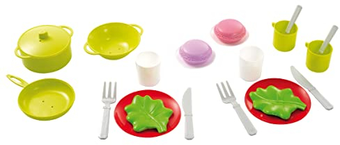 Jouets Ecoiffier - 982 - Panier Polochon Garni Dinette et 22 Accessoires Inclus - 100 % Chef - Jeu d'Imitation - Dès 18 mois - Fabriqué en France