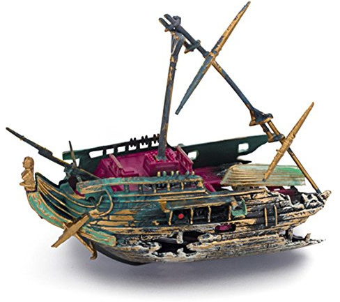 Penn Plax Finding Nemo Action Aerating Resin Ornament, Half Shipwreck