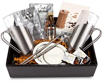 Geschenk Set Lumumba (12-teilig) inkl. Rum, Schokolade, Gläser, Untersetzer, Trinkhalmlöffel für Weihnachten, Silvester, Geburtstag
