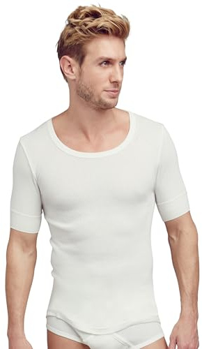 Jockey Classic Cotton Rib Shortsleeve Shirt - Baumwoll T-Shirts für Herren, Shirt mit Kurzarm, Basic mit verstärktem Kragen, Tshirt Herren mit lockerer Passform - Doppelripp
