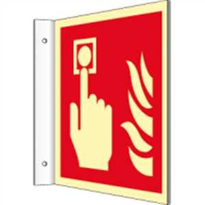 Fahnenschild Brandmelder nach ISO 7010 HIGHLIGHT PVC 14,8 x 14,8cm mit 2 Bohrungen à 3 mm Ø Leuchtdichte: HIGHLIGHT 48 mcd/m² gemäß ISO 7010, F005