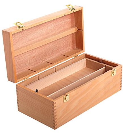 ART-STAR ORIGINAL HOLZ AUFBEWAHRUNGS BOX | 40x20x15cm (LxBxH), Buchenholz | Künstlerbox, Malkasten, Schuhputz Kiste, Pinselkiste