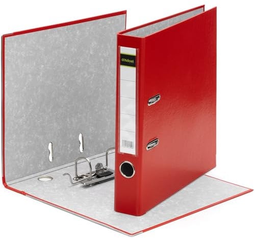 MIDORI Ordner PP-Color aus Kunststoff | 4er Pack Aktenordner 5 cm breit im DIN A4 Format in Rot | Schmaler Briefordner Ringordner mit austauschbarem Rückenschild
